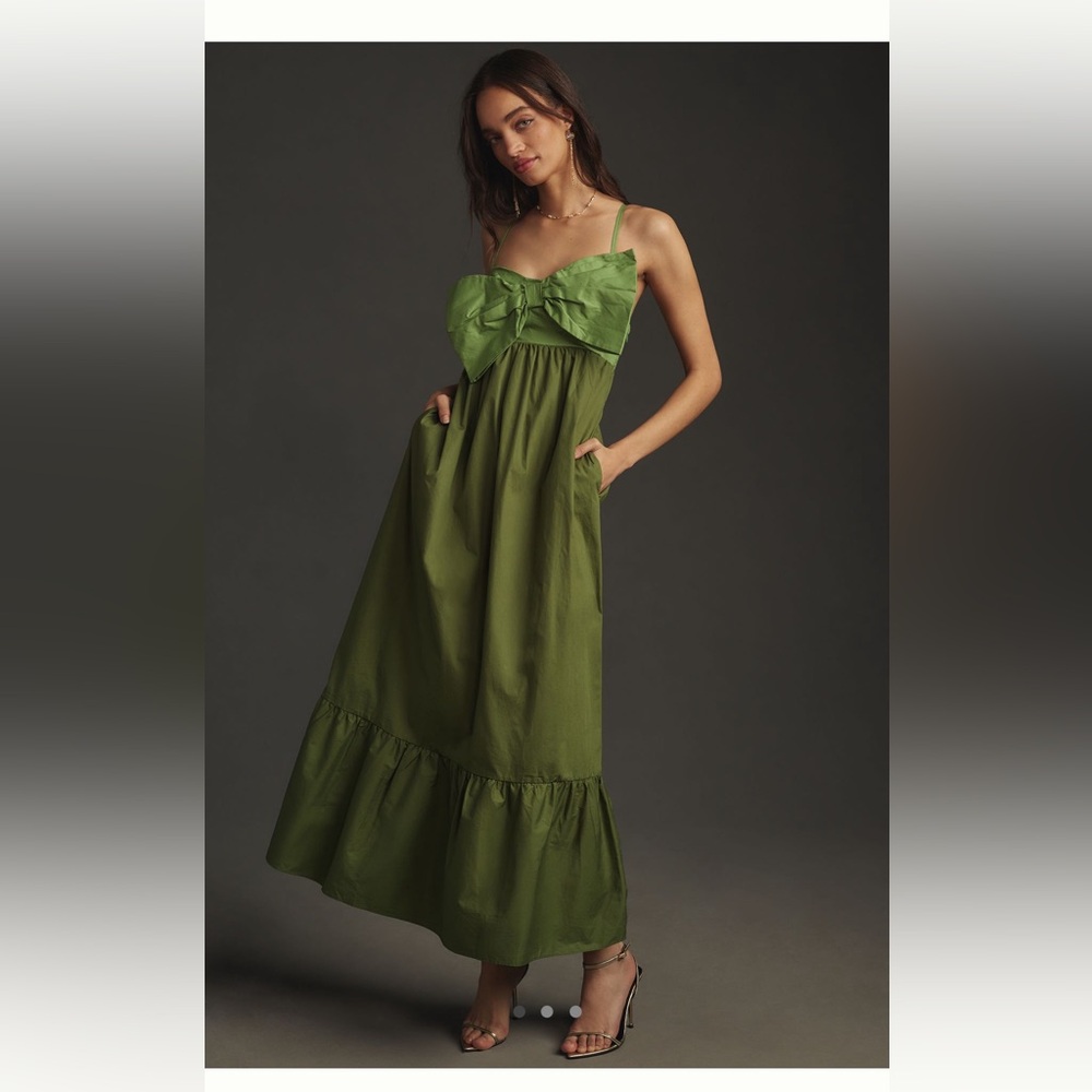Anthropologie Green Maxi Dress